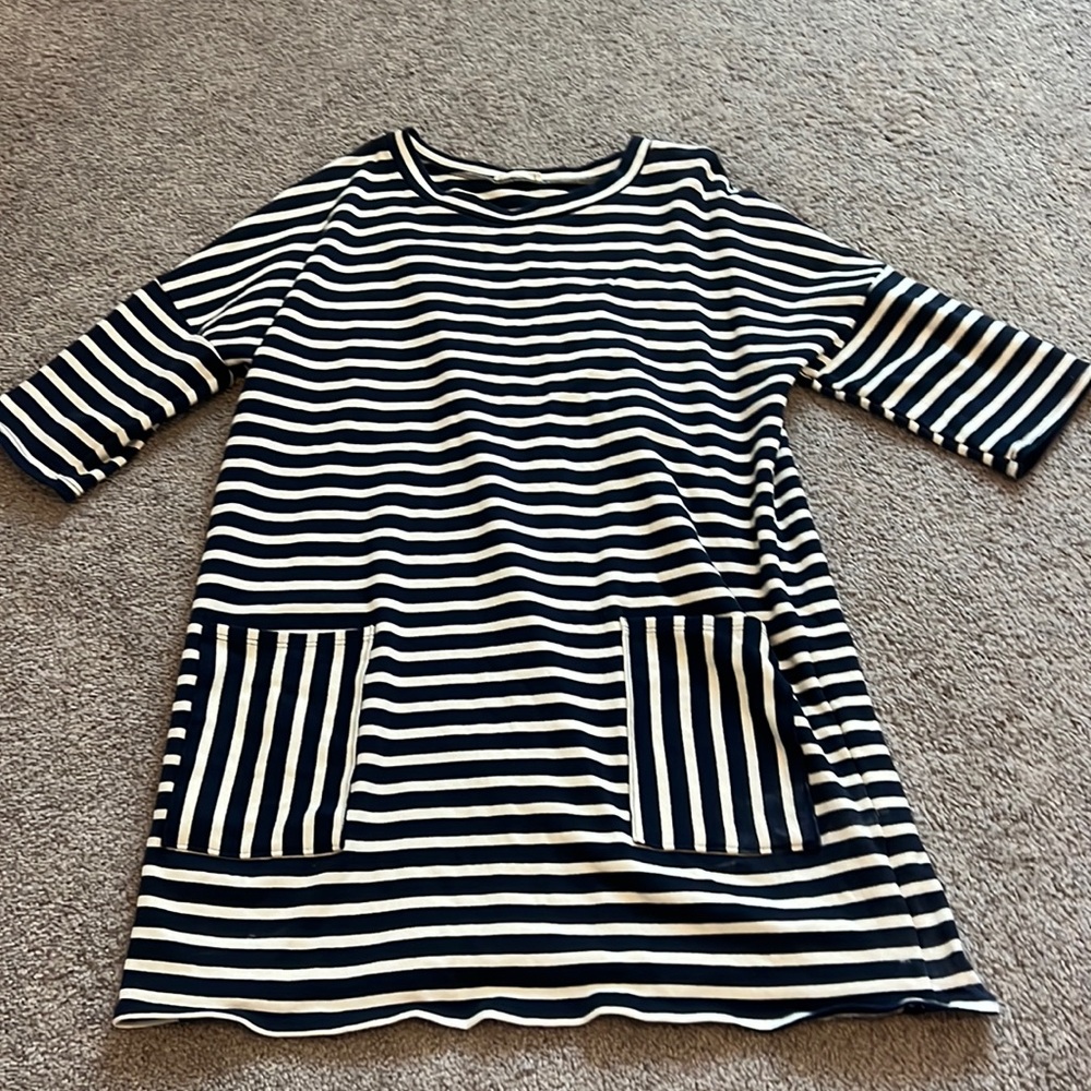 Cotton Bleu Boutique Navy Striped Dress - Size Medium